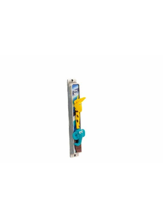 Girafe et éléphant Mezuzah , Extra Large Mezuzah , Judaica israélien