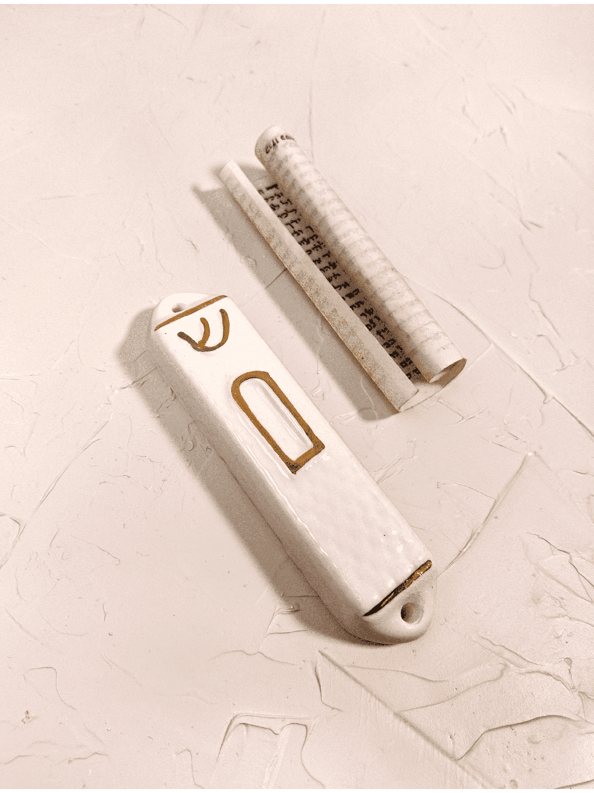 Mid Size Simple Ceramic Mezuzah from Israel , Ceramic Mezuzah Cases ,