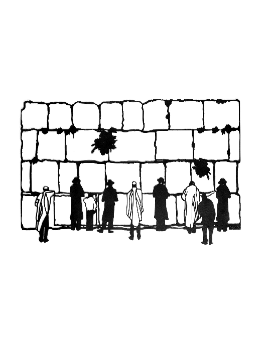 Tailles personnalisées Mur occidental en métal Kotel Tenture murale, Yigal Natani, Est