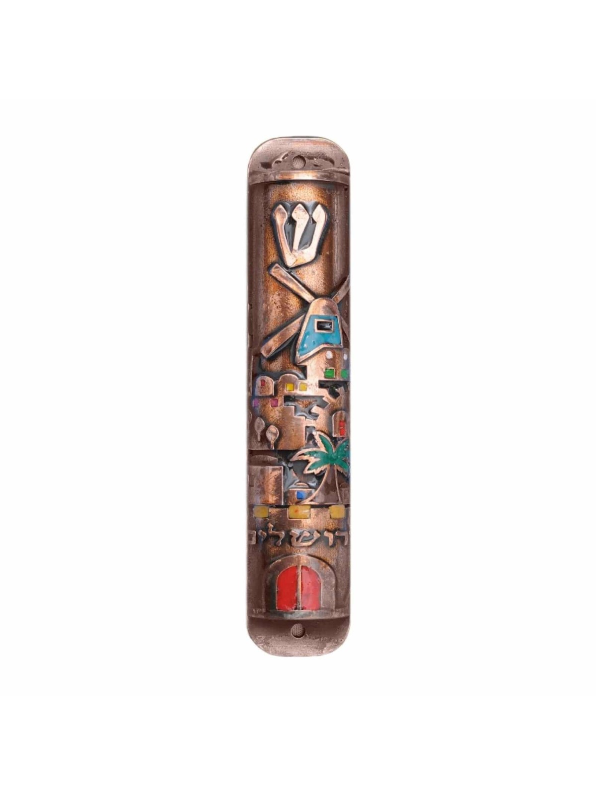 Moulin à vent Jérusalem Mezuzah , Extra Large Mezuzah , Judaica israélien