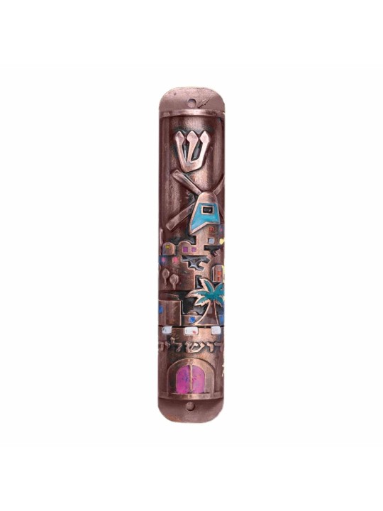 Moulin à vent Jérusalem Mezuzah , Extra Large Mezuzah , Judaica israélien