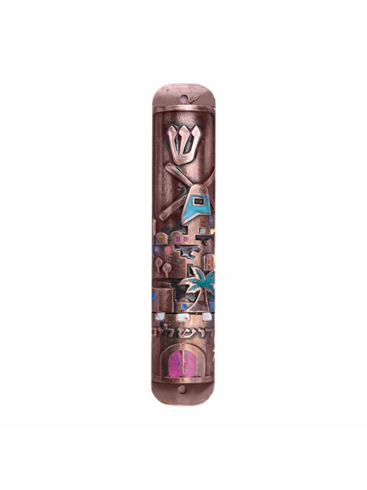 Moulin à vent Jérusalem Mezuzah , Extra Large Mezuzah , Judaica israélien