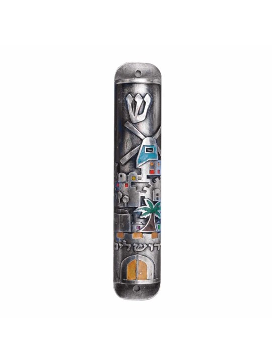 Moulin à vent Jérusalem Mezuzah , Extra Large Mezuzah , Judaica israélien