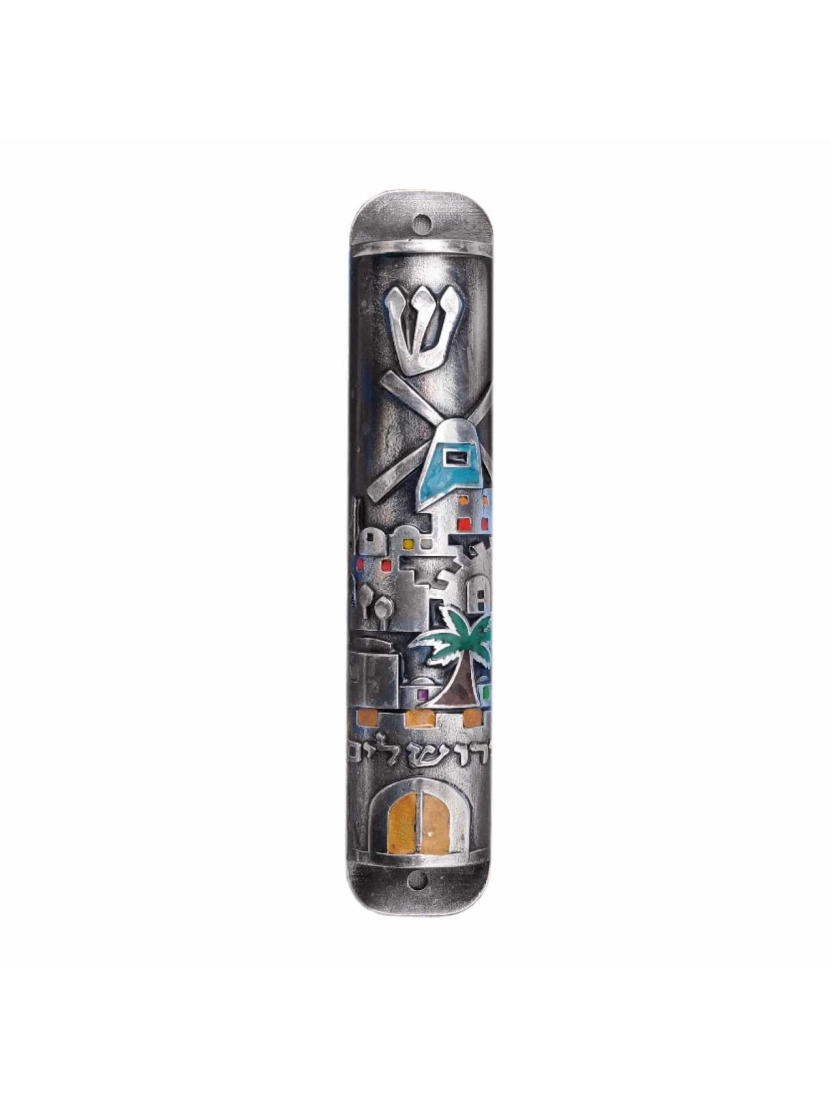 Moulin à vent Jérusalem Mezuzah , Extra Large Mezuzah , Judaica israélien
