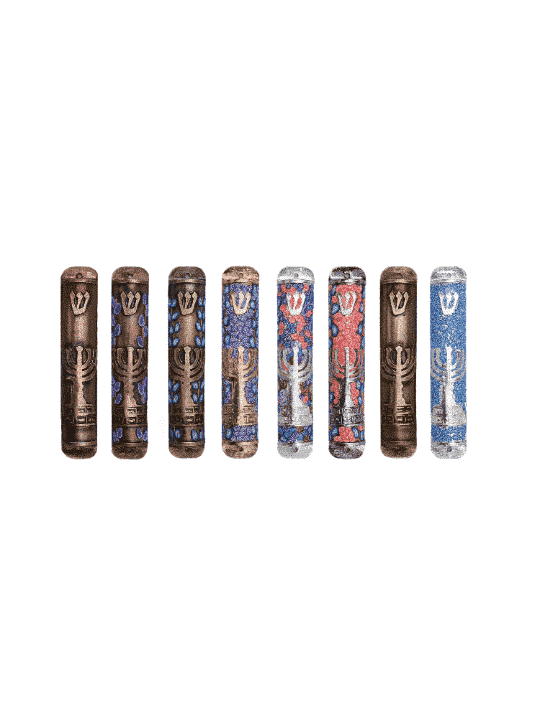 Étui de Mezuzah de bénédiction de Menorah juive, Mezuzah extra large, J israélien