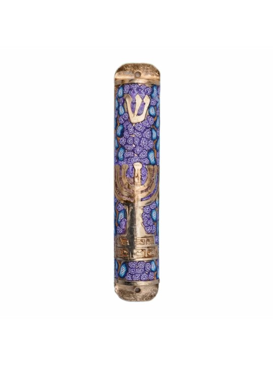 Jewish Menorah Blessing Mezuzah Case , Extra Large Mezuzah , Israeli J
