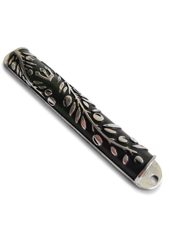 Petit étui Mezuzah avec motif d'olivier, étuis Avi Nadav Mezuzah,
