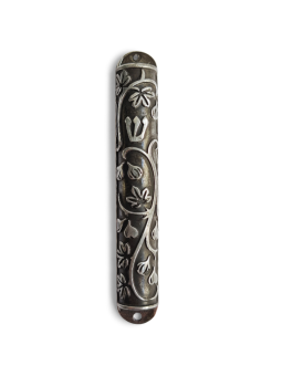 Small Iron Mezuzah Case with Fig Leaves Design , Avi Nadav Mezuzah Cas