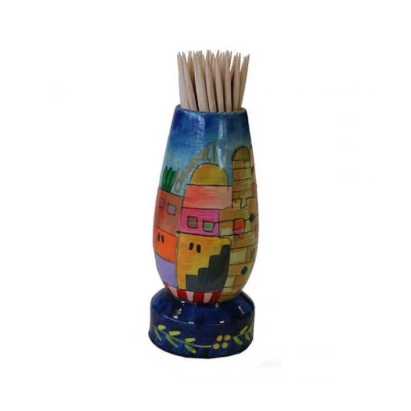 Yair Emanuel Colorful Wood Toothpick Stand with... | Table Decorations