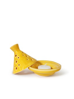 Yellow Tajine-Shaped Candle Holder , Tu B'Av Gifts , Israeli Judaica