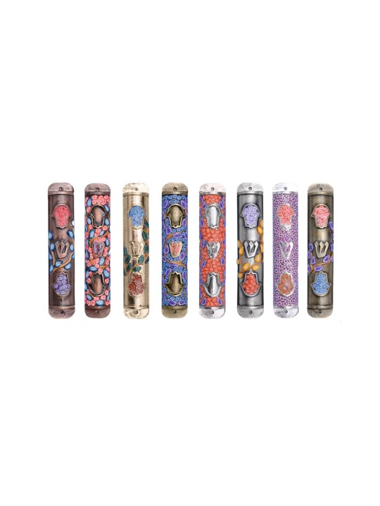 Colorful Hamsa Mezuzah Case , Large Mezuzahs , Israeli Judaica