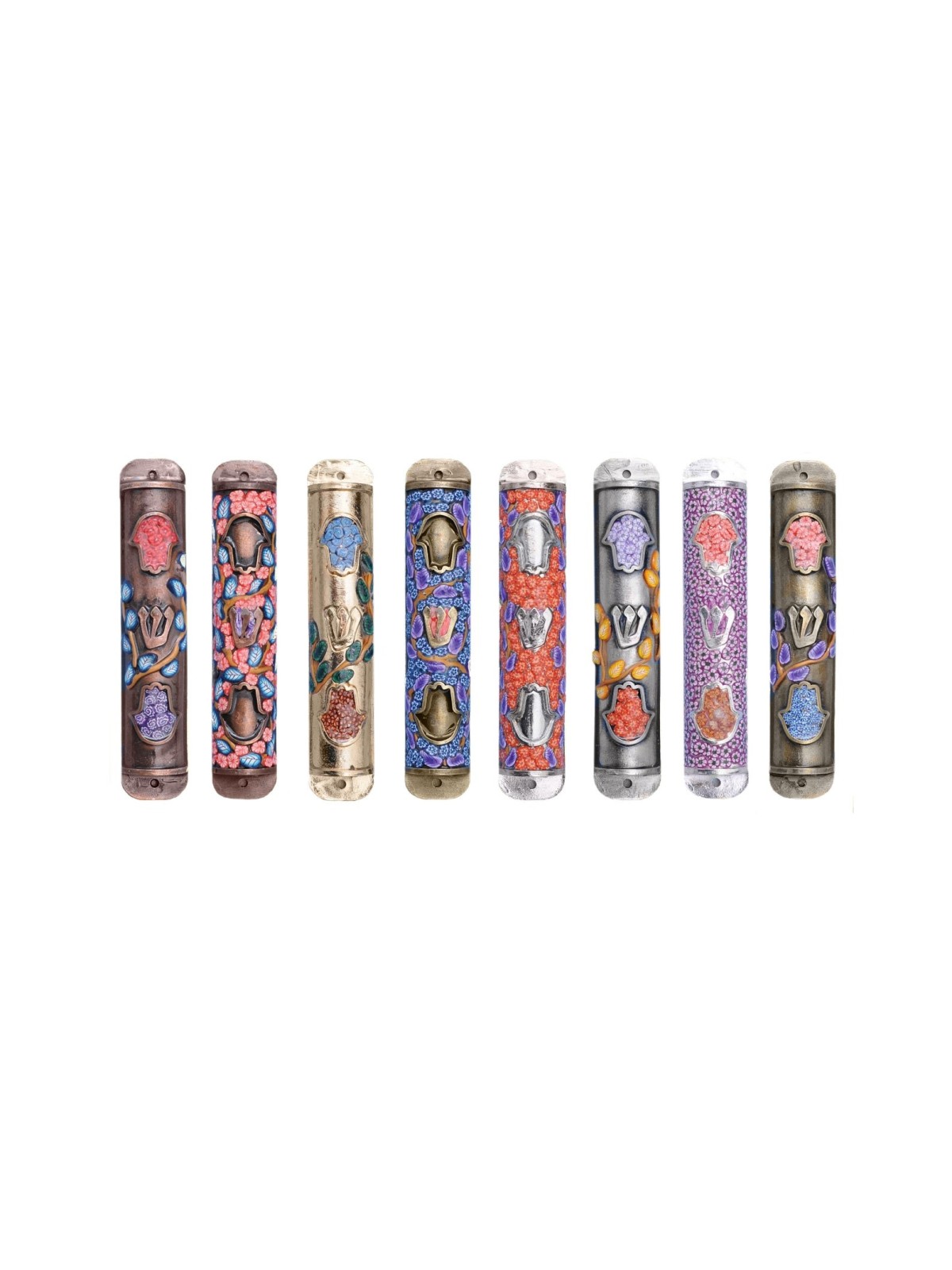 Étui coloré Hamsa Mezuzah , Grandes Mezuzahs , Judaica israélien