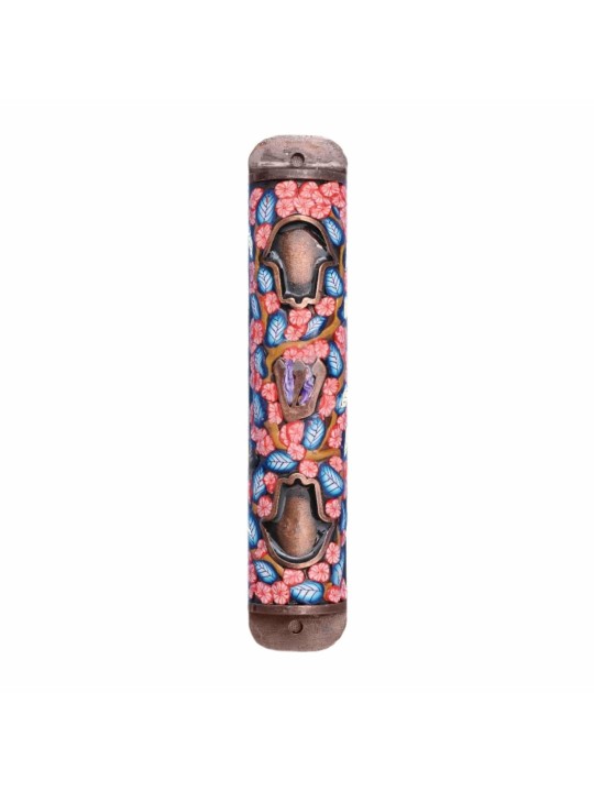 Colorful Hamsa Mezuzah Case , Large Mezuzahs , Israeli Judaica
