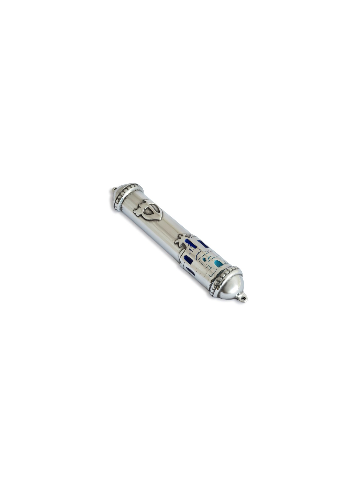 Large Pewter Jerusalem Mezuzah Case , Israeli Center Of Judaica , Isra