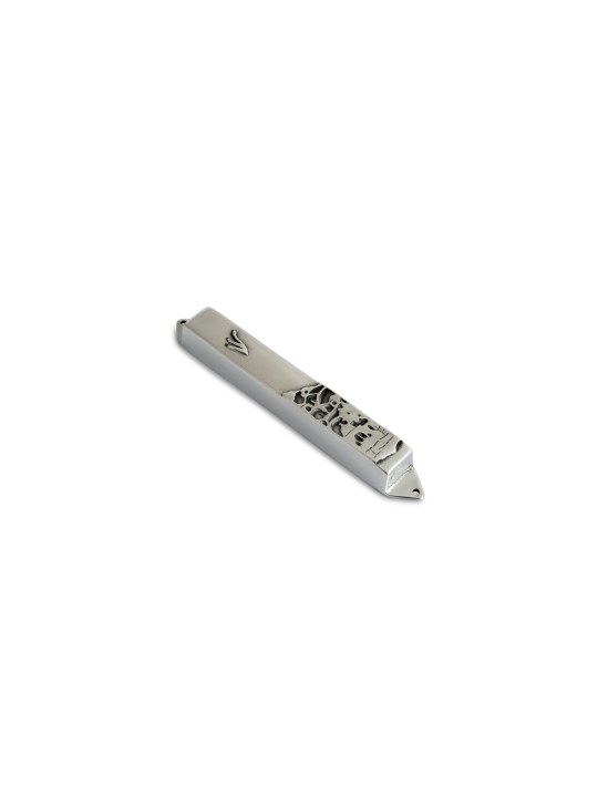 Rectangle Large Pewter Jerusalem Mezuzah Case , Israeli Center Of Juda