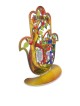 Multicolored Metal Jerusalem Hamsa Sculpture with  , Jewish Home Bless