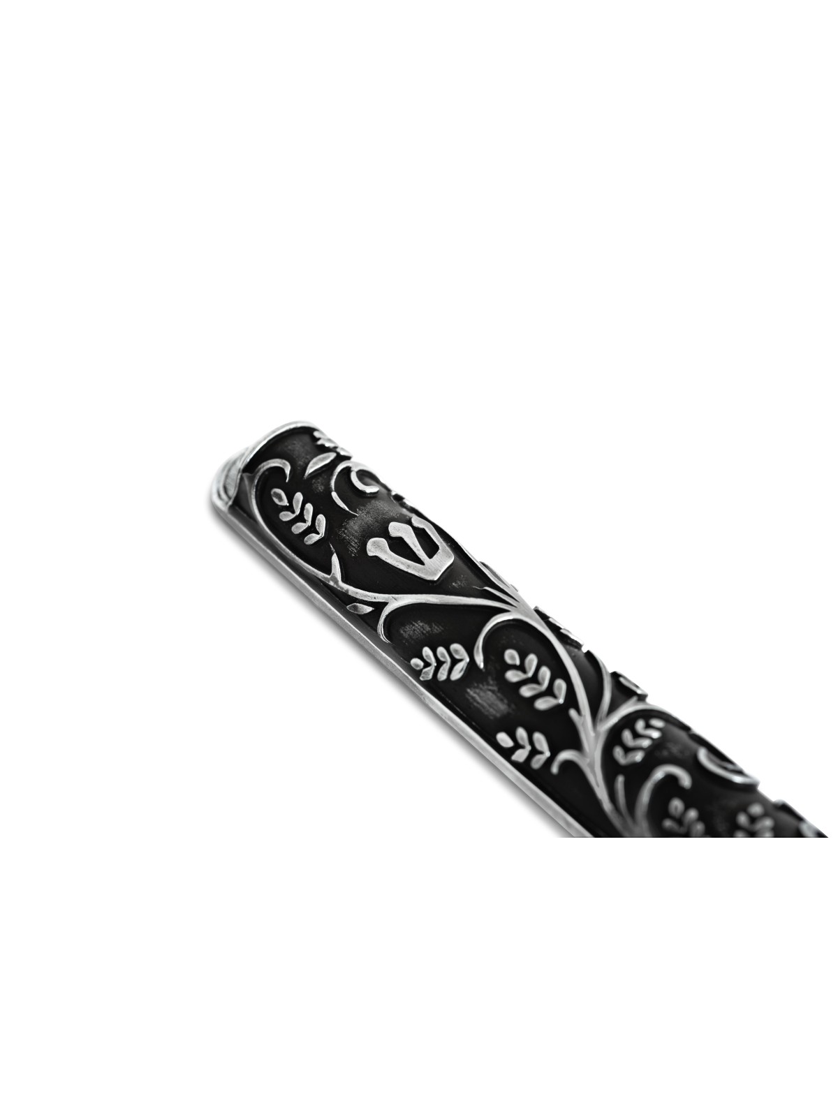 Étui Mezuzah noir et brillant aspect argent, étuis Avi Nadav Mezuzah, I