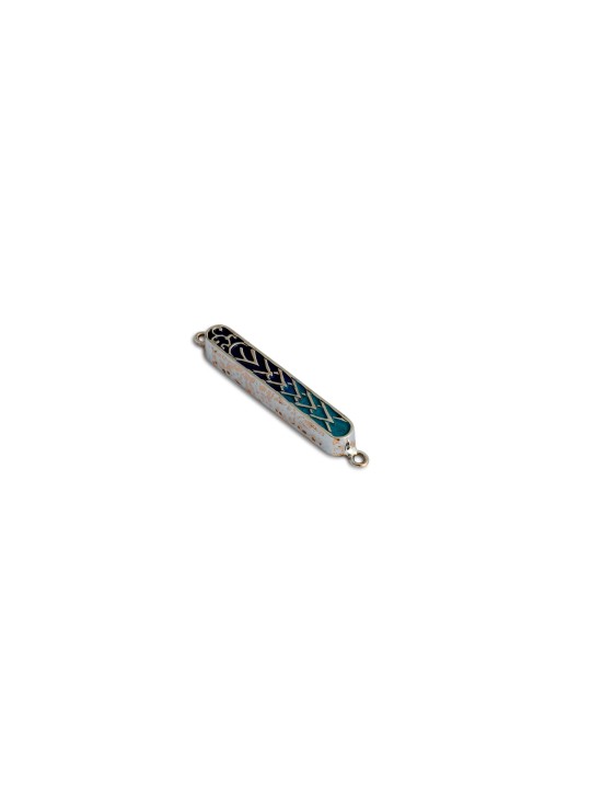 Small Pewter Mezuzah Case with Geometric Design , Israeli Center Of Ju