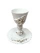 Ceramic Wine Glass and Plate in White & Gold , Passover Gifts , Israel