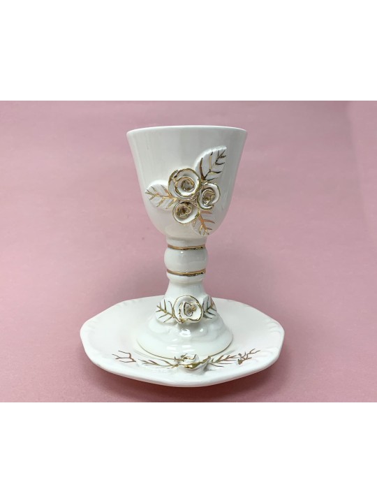 Verre à vin en céramique et assiette en blanc et or, cadeaux de Pâque, Israël