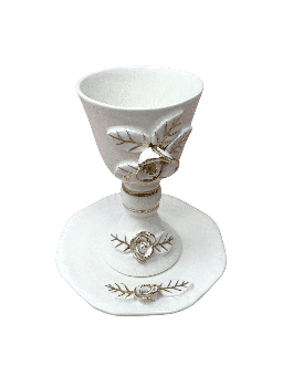 Ceramic Gold Painted Ceramic Cup and Plate Set , Passover Gifts , Isra