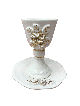 Tasse à vin et assiette en céramique blanche avec détails dorés, cadeaux de Pâque,