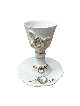 Decorated Ceramic White and Gold Wine Goblet and P , Passover Gifts ,