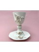 Decorated Ceramic White and Gold Wine Goblet and P , Passover Gifts ,