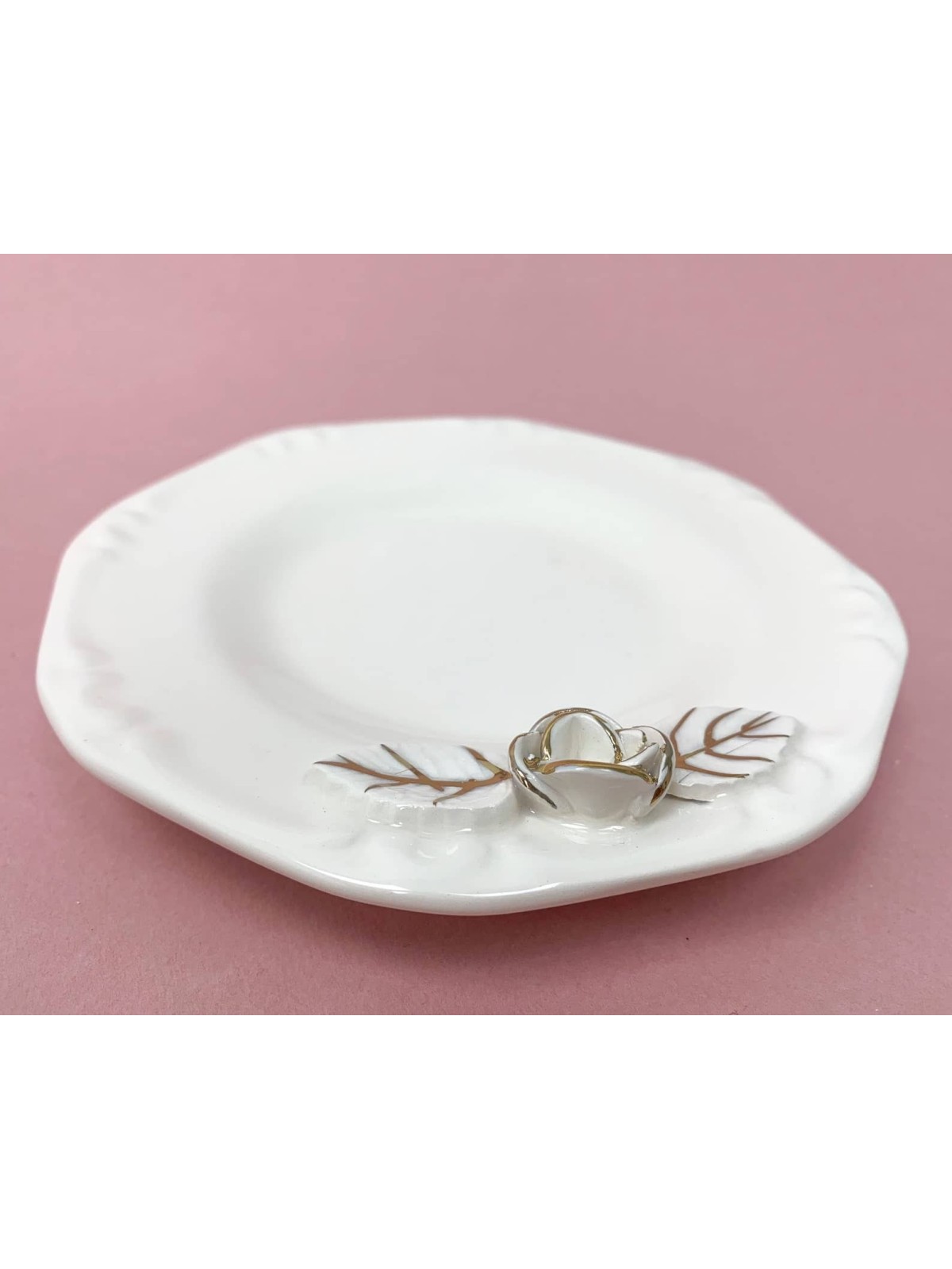 Decorated Ceramic White and Gold Wine Goblet and P , Passover Gifts ,