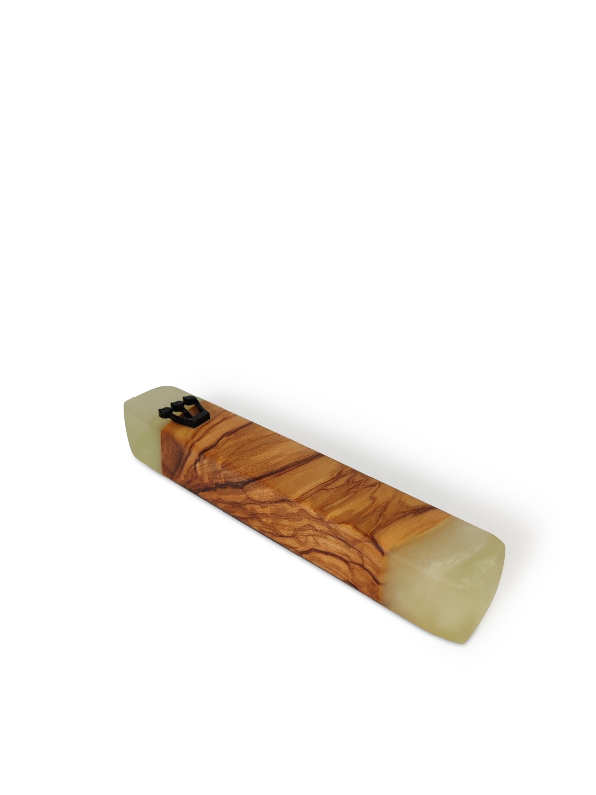 Étui Mezuzah en époxy naturel et bois d'olivier, grandes mezouzas, J israélien