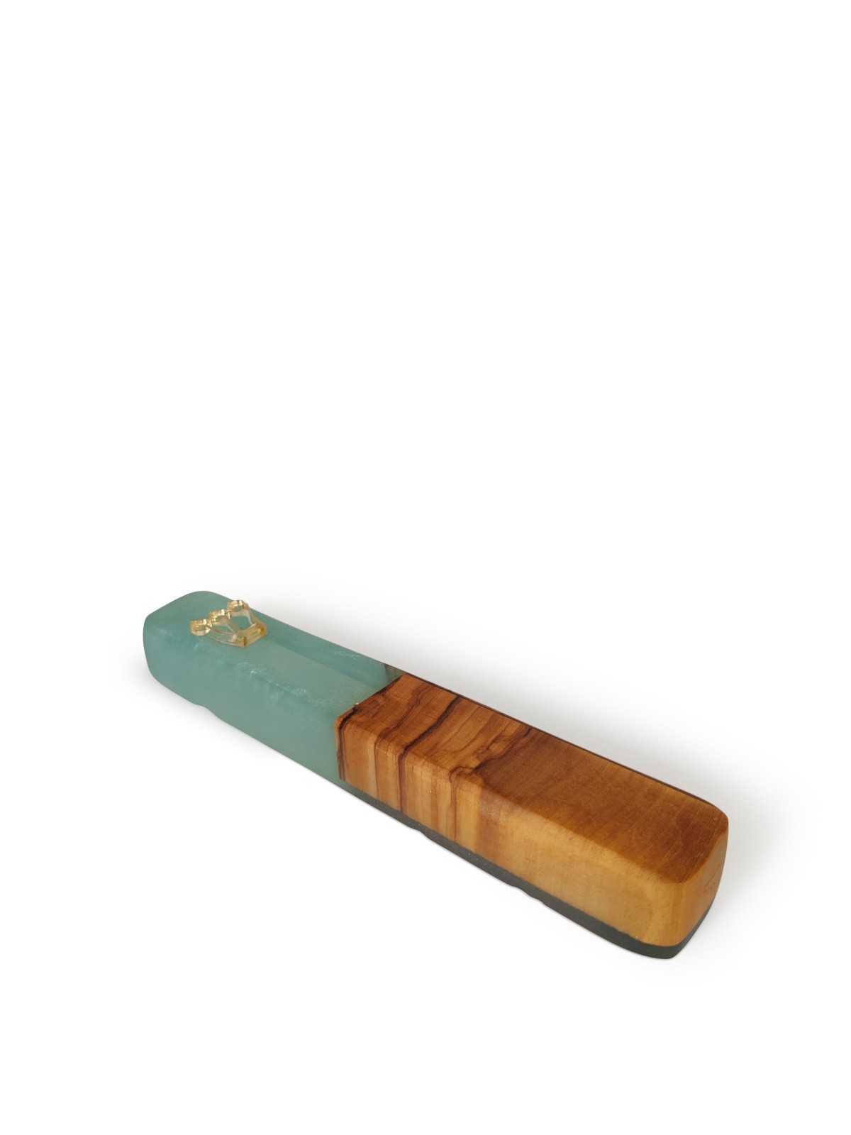 Light Blue Natural Epoxy and Olive Wood Mezuzah Ca , Large Mezuzahs ,