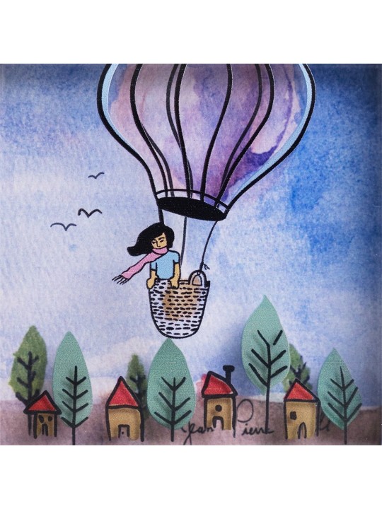 Belle peinture de la jeune fille dans la montgolfière, cadeaux Tu B'Av, est