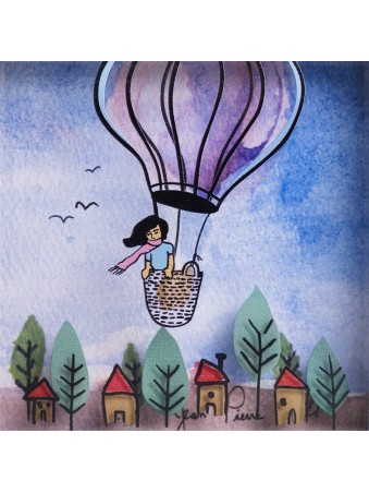 Belle peinture de la jeune fille dans la montgolfière, cadeaux Tu B'Av, est