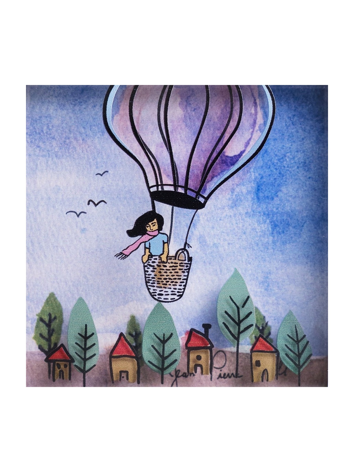 Belle peinture de la jeune fille dans la montgolfière, cadeaux Tu B'Av, est