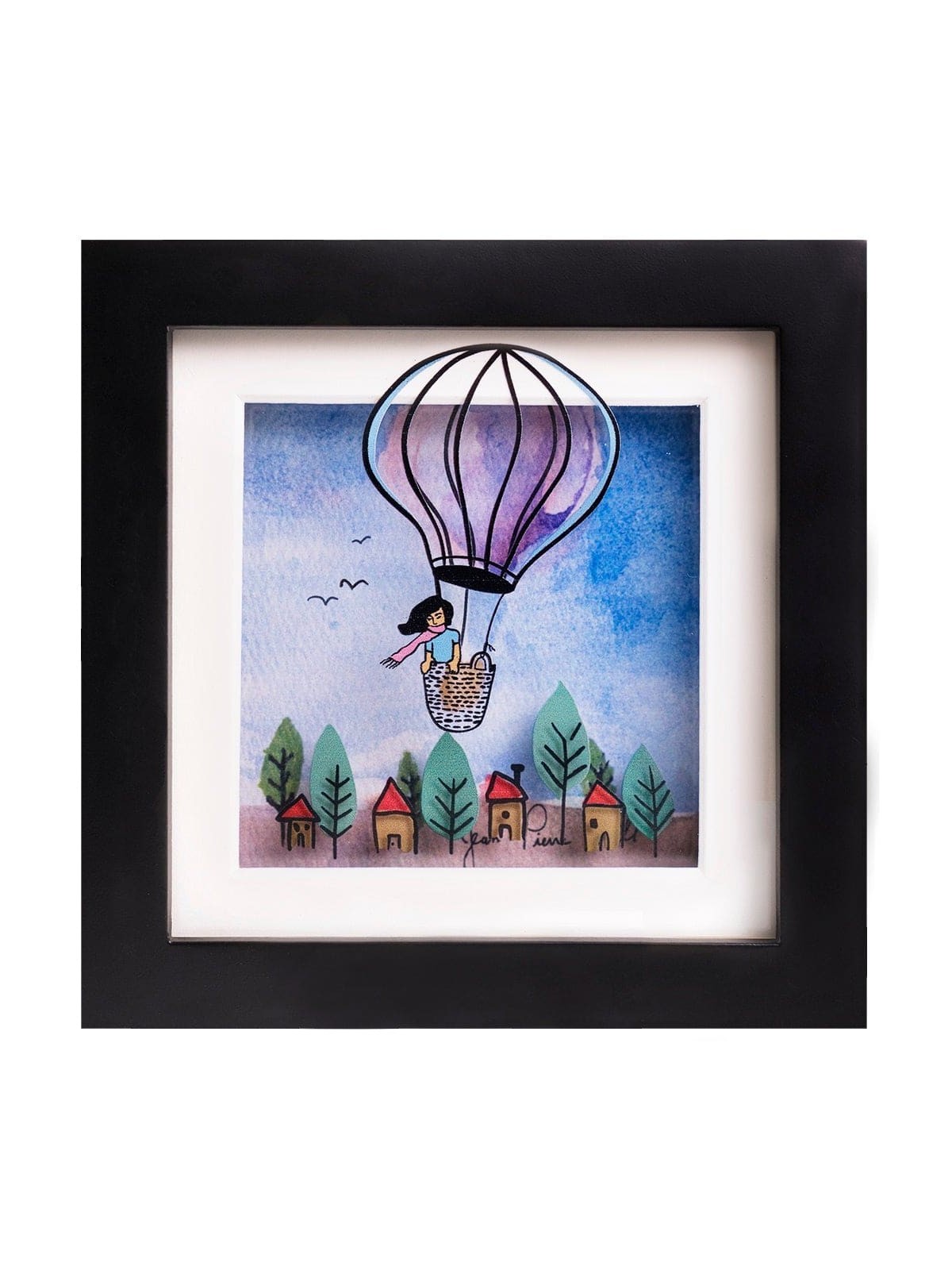 Belle peinture de la jeune fille dans la montgolfière, cadeaux Tu B'Av, est