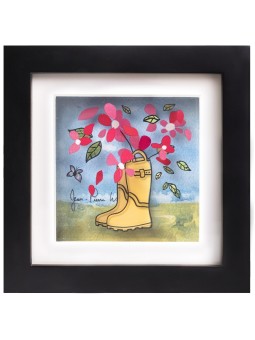 Amazing 3D Painting of The Floral Boots , Tu B'Av Gifts , Israeli Juda