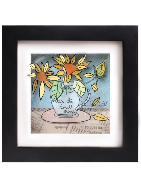 Floral "Small Things" 3D Painting , Tu B'Av Gifts , Israeli Judaica
