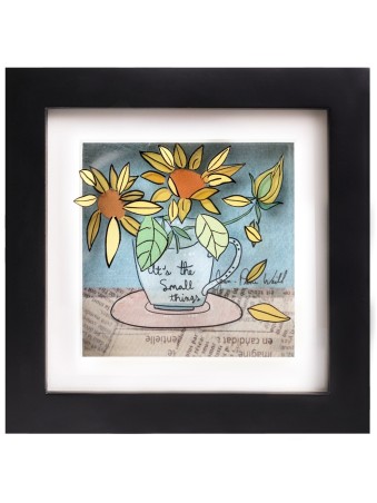 Peinture 3D florale « Petites choses », Cadeaux Tu B'Av, Judaica israélienne