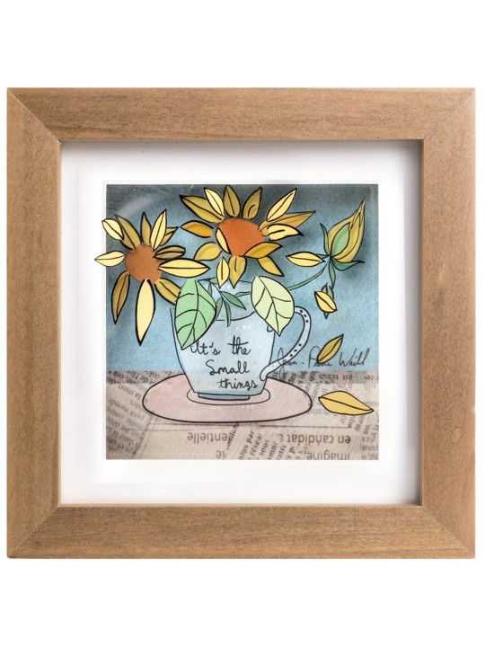 Floral "Small Things" 3D Painting , Tu B'Av Gifts , Israeli Judaica