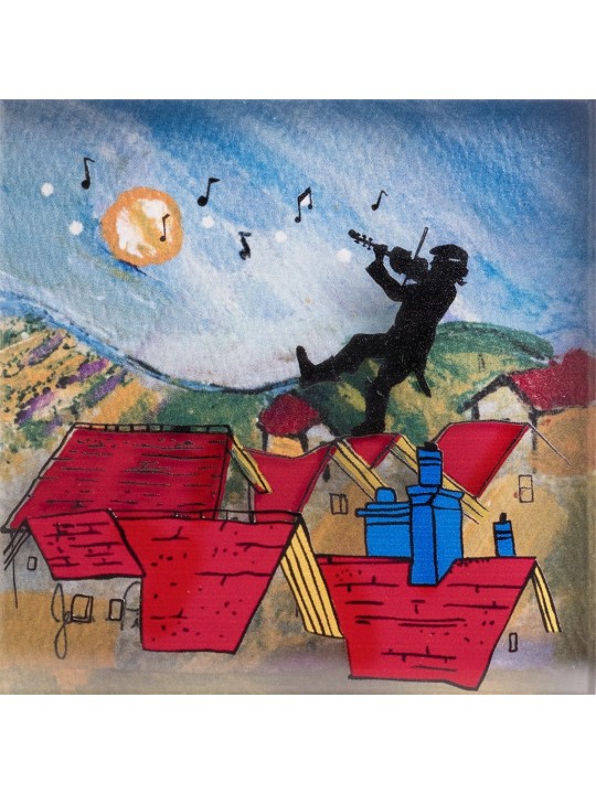 Happy Violin Player 3D Painting , Cadeaux Tu B'Av , Judaica israélien