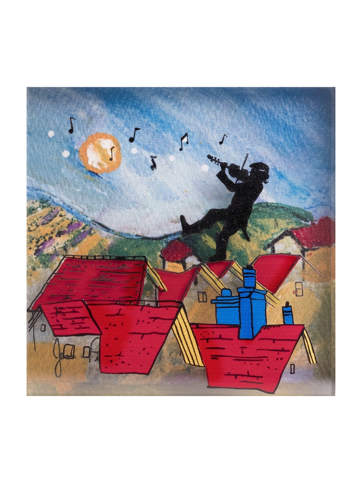 Happy Violin Player 3D Painting , Cadeaux Tu B'Av , Judaica israélien