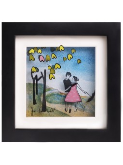 Peinture 3D romantique de 2 amoureux dans le parc, cadeaux Tu B'Av, israélien