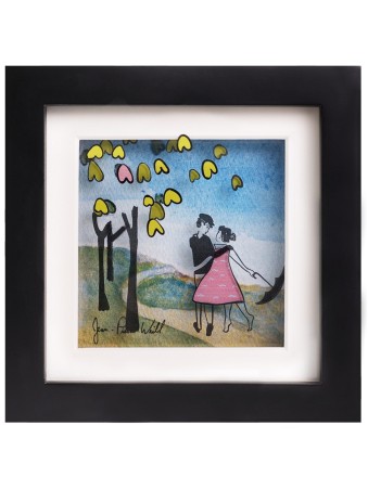 Peinture 3D romantique de 2 amoureux dans le parc, cadeaux Tu B'Av, israélien