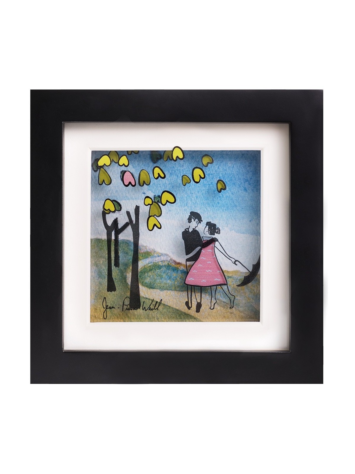 Peinture 3D romantique de 2 amoureux dans le parc, cadeaux Tu B'Av, israélien