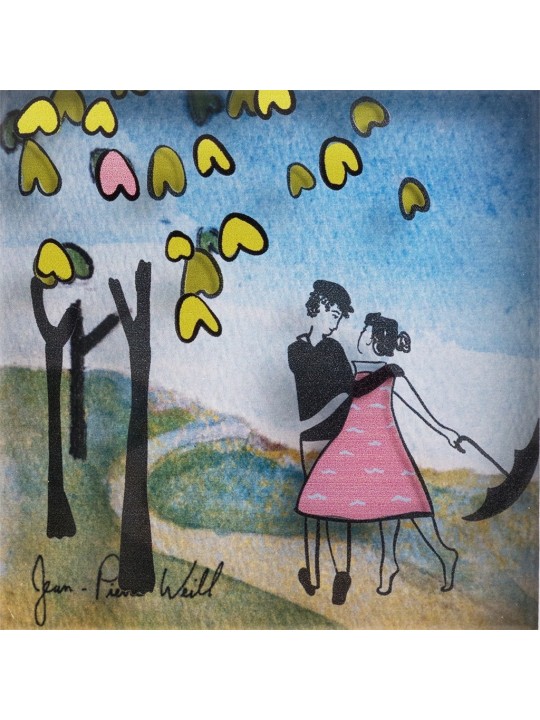 Peinture 3D romantique de 2 amoureux dans le parc, cadeaux Tu B'Av, israélien