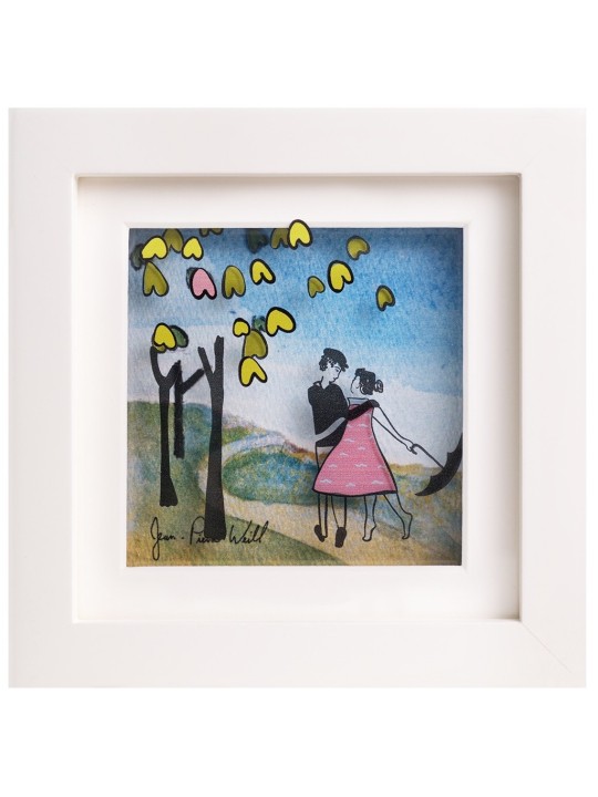 Peinture 3D romantique de 2 amoureux dans le parc, cadeaux Tu B'Av, israélien