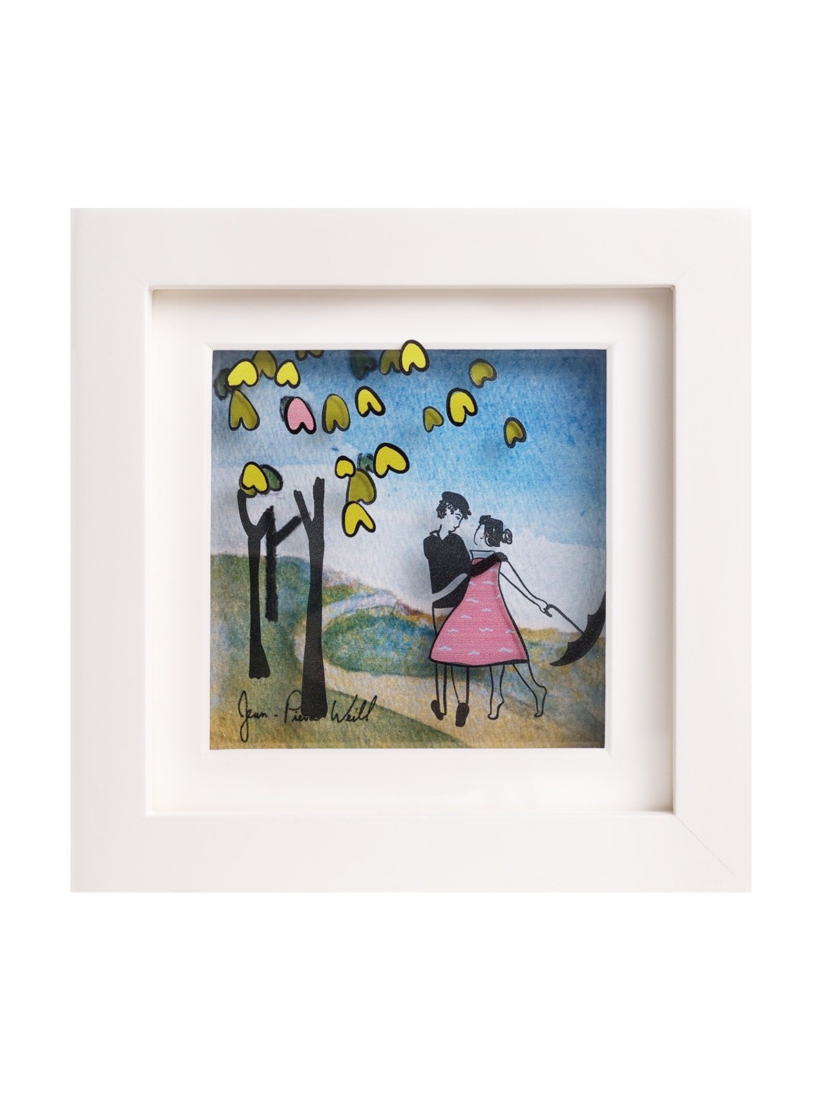 Peinture 3D romantique de 2 amoureux dans le parc, cadeaux Tu B'Av, israélien