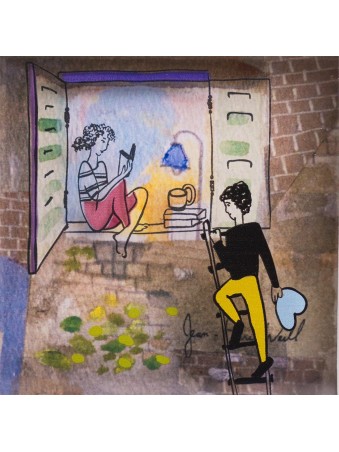 Romantic 3D Painting of 2 Lovers , Tu B'Av Gifts , Israeli Judaica