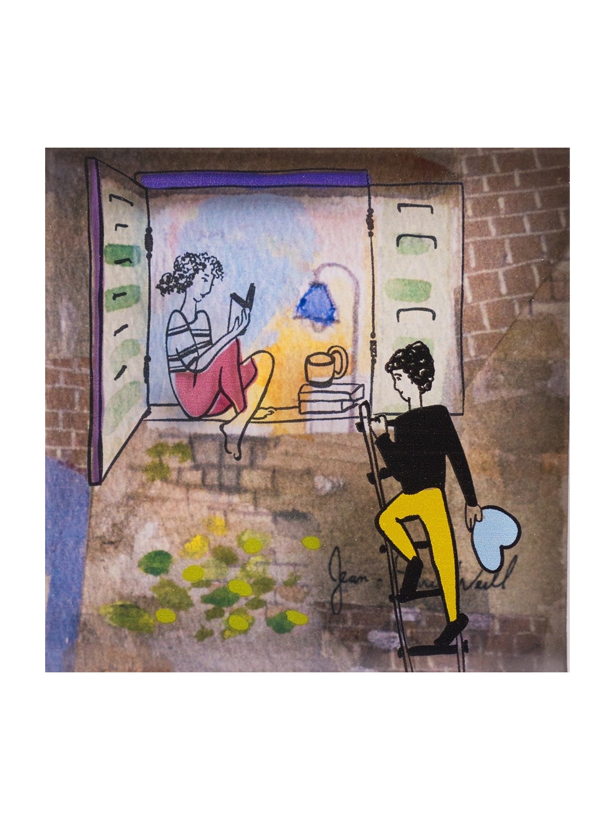 Romantic 3D Painting of 2 Lovers , Tu B'Av Gifts , Israeli Judaica