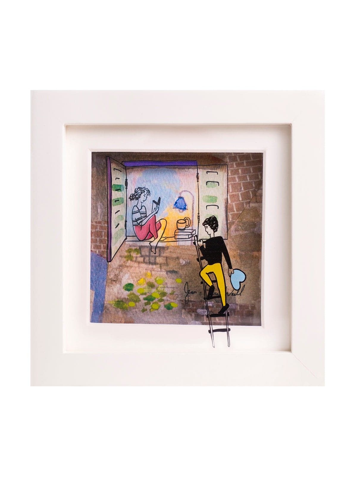 Romantic 3D Painting of 2 Lovers , Tu B'Av Gifts , Israeli Judaica